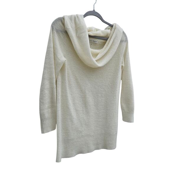 Trina Turk Sweater Womens Medium Ivory Wool Cowl Neck Stretch Minimalist Thin - Picture 4 of 10